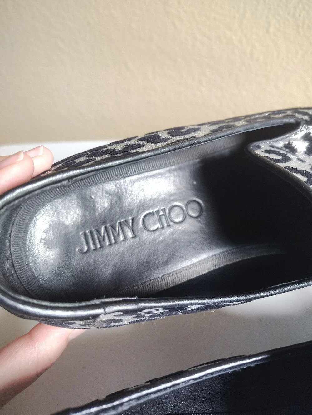 Jimmy Choo Foxley Silver Black Leopard Glitter Tassel Loafers Mens Size 42 (9)